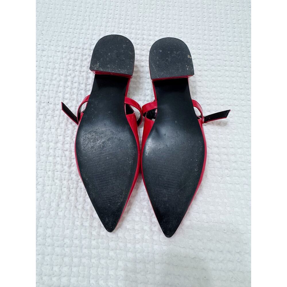 Steve Madden Anyaa Red Patent Slingback Mary Jane Flats Pointed Toe 8.5 - Picture 5 of 8